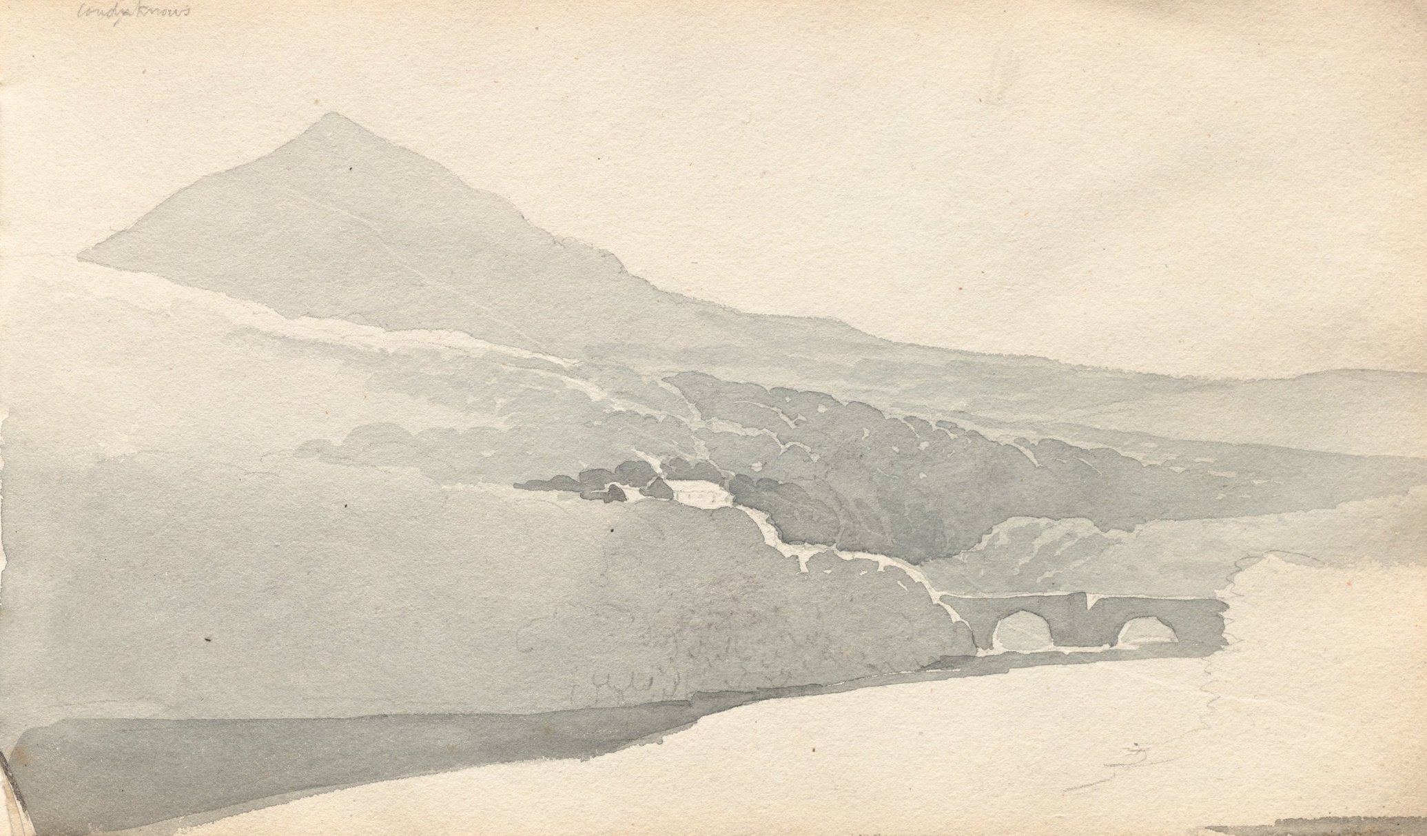 Sketchbook: "Mountainous Landscape with Bridge", courtesy of the Cleveland Museum of Art.